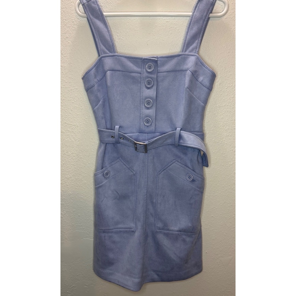 BCBGeneration Mini Dress Womens XS Blue New Faux Suede Belted Anthropologie